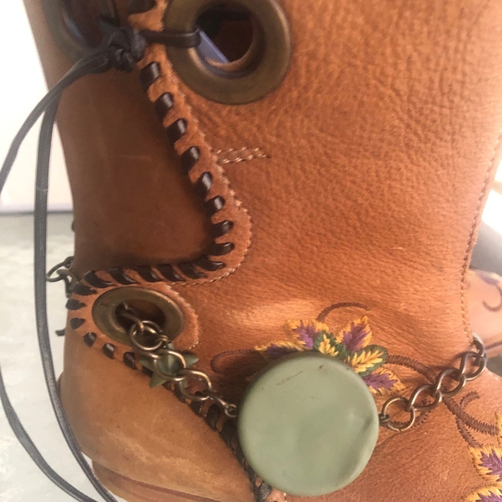 Anthropologie AREA FORTE Italian Embroidered Leather Boots NEW - Picture 8 of 15